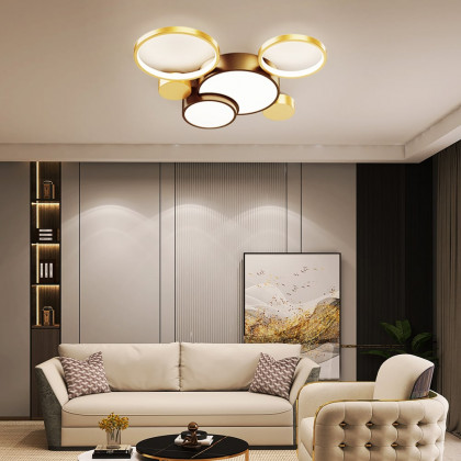HMR - Geometric Flush Mount LED Ceiling Light in Gold & Black