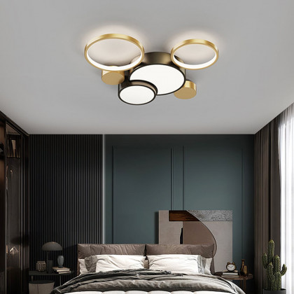 HMR - Geometric Flush Mount LED Ceiling Light in Gold & Black