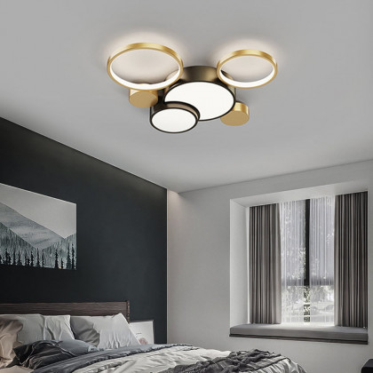 HMR - Geometric Flush Mount LED Ceiling Light in Gold & Black