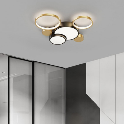 HMR - Geometric Flush Mount LED Ceiling Light in Gold & Black