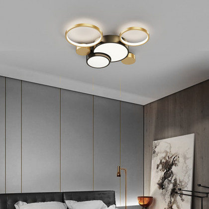HMR - Geometric Flush Mount LED Ceiling Light in Gold & Black