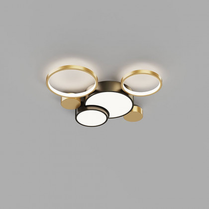 HMR - Geometric Flush Mount LED Ceiling Light in Gold & Black