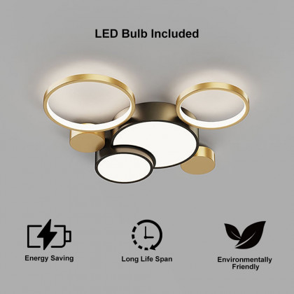 HMR - Geometric Flush Mount LED Ceiling Light in Gold & Black