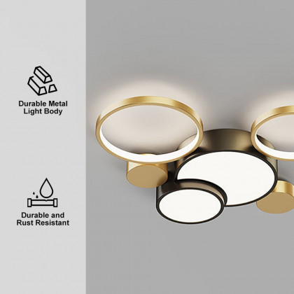HMR - Geometric Flush Mount LED Ceiling Light in Gold & Black
