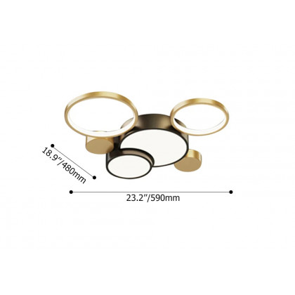 HMR - Geometric Flush Mount LED Ceiling Light in Gold & Black