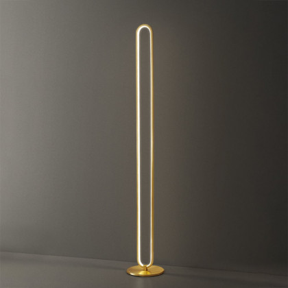 HMR - Modern Linear LED Floor Lamp Gold Metal Base Brass Standing Lamp