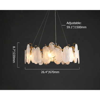 HMR Cloude Modern Tiered Cloud Glass Chandelier with Adjustable Cables - 6-Light