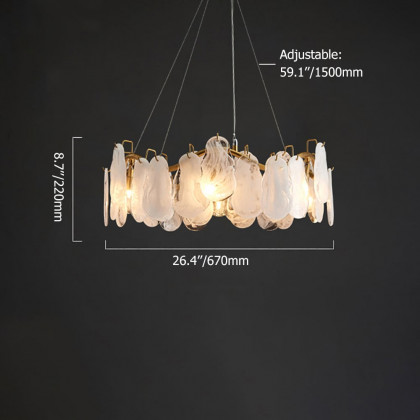 HMR Cloude Modern Tiered Cloud Glass Chandelier with Adjustable Cables - 6-Light