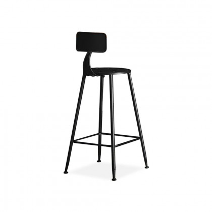 HMR - 3-Pieces Industarial High Natural Bar Table Set with Stools with Metal Legs
