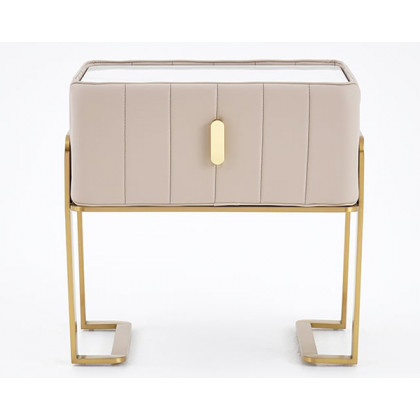 HMR - Modern Nightstand Drawer Bedroom Bedside Table with Sintered Stone Top