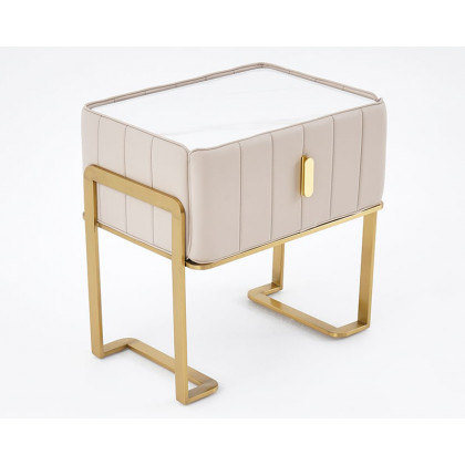 HMR - Modern Nightstand Drawer Bedroom Bedside Table with Sintered Stone Top