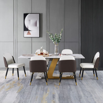 HMR Luxotic Series Modern Rectangle Sintered Stone Top Dining Table - 63" (Seats 4-6 People)