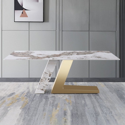HMR Luxotic Series Modern Rectangle Sintered Stone Top Dining Table - 63" (Seats 4-6 People)
