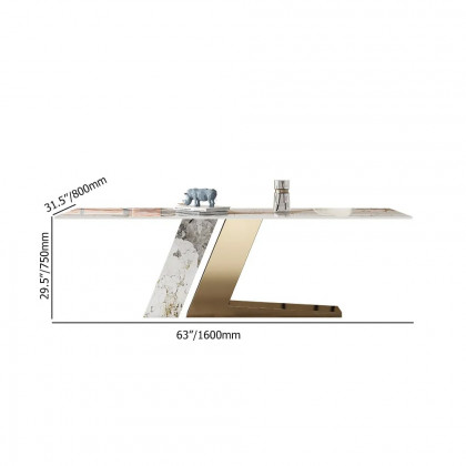 HMR Luxotic Series Modern Rectangle Sintered Stone Top Dining Table - 63" (Seats 4-6 People)