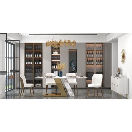 HMR Luxotic Series Modern Rectangle Sintered Stone Top Dining Table - 78.7" (Seats 6-8 People)