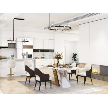 HMR Luxotic Series Modern Rectangle Sintered Stone Top Dining Table - 78.7" (Seats 6-8 People)