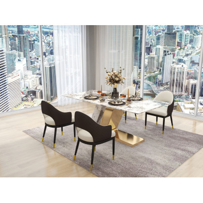 HMR Luxotic Series Modern Rectangle Sintered Stone Top Dining Table - 78.7" (Seats 6-8 People)