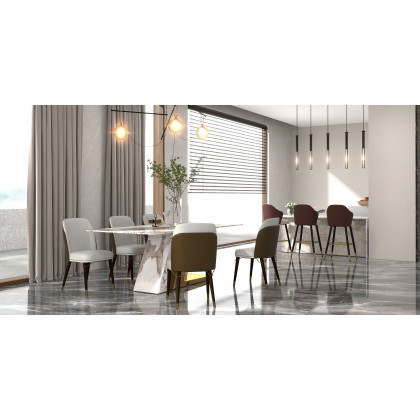 HMR Luxotic Series Modern Rectangle Sintered Stone Top Dining Table - 78.7" (Seats 6-8 People)