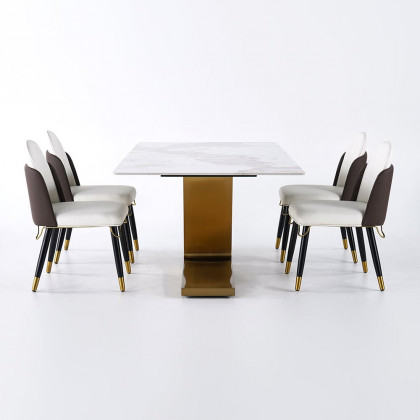 HMR Luxotic Series Modern Rectangle Sintered Stone Top Dining Table - 70.9" (Seats 6-8 People)