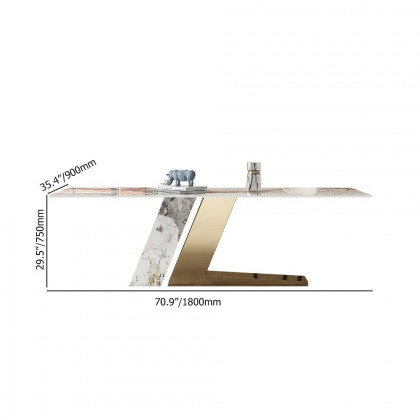 HMR Luxotic Series Modern Rectangle Sintered Stone Top Dining Table - 70.9" (Seats 6-8 People)