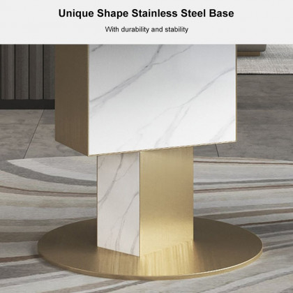 HMR - 59.1" Affordable Luxury Round Rotatable Sintered Stone Dining Table Seats 4-6 People