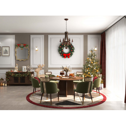 HMR - Ultic Modern Rectangle Sideboard Buffet with Ample Storages & Doors in Walnut