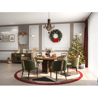 HMR - Ultic Modern Rectangle Sideboard Buffet with Ample Storages & Doors in Walnut