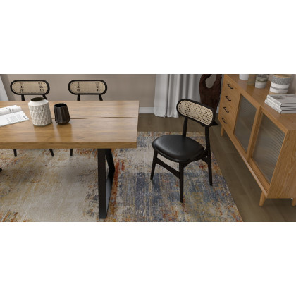 HMR - Farmhouse Dining Table with Wood Top and Metal Frame in 70.9"L