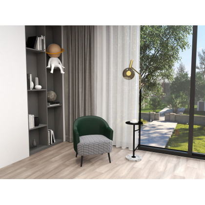 HMR - 67" Modern Tray Table Floor Lamp 1-Light Cognac Dome Glass Shade