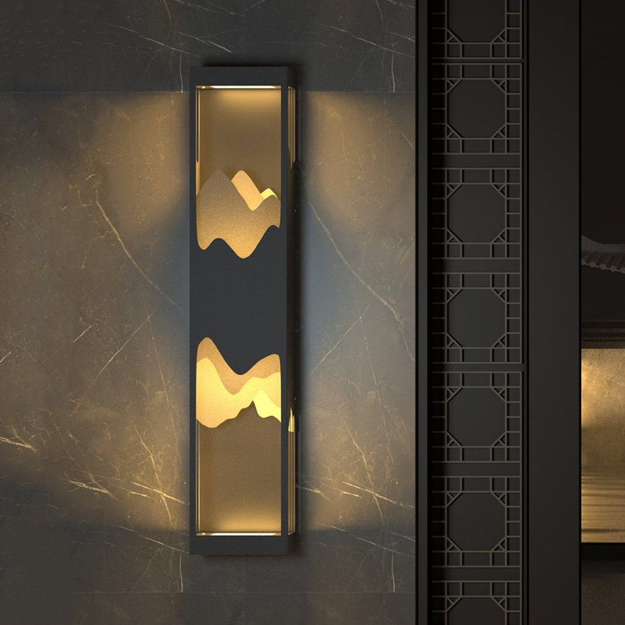 HMR - 40" Modern Flush Mounted LED Outdoor Lighting Wall Sconces Layered Cuboid