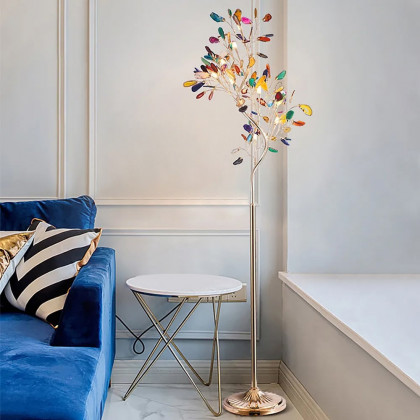 HMR - Stunny Art Deco 9-Light Agate Tree Floor Lamp with Foot Switch