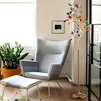 HMR - Stunny Art Deco 9-Light Agate Tree Floor Lamp with Foot Switch