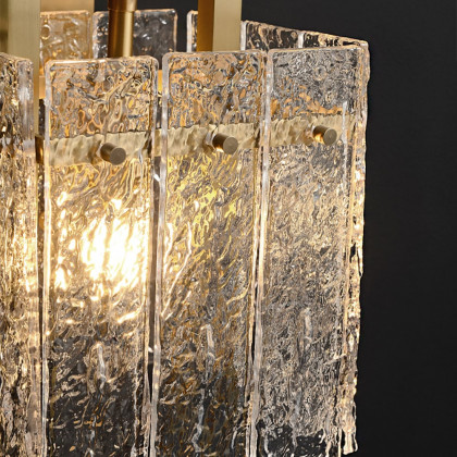 HMR - Jewell 1-Light Brass Geometric Pendant Light with Water-ripple Glass Shade