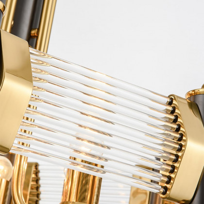 HMR - Modern Tiered Chandelier Ceiling Light with Adjustable Height in Black & Gold