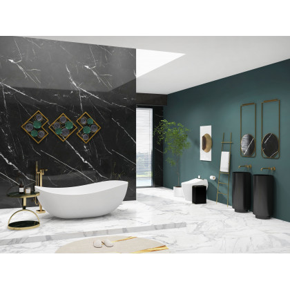 HMR Modern Luxury Round Stainless Steel Sink Pedestal Sink Freestanding - Black