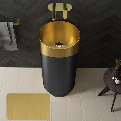 HMR - Modern Luxury Round Stainless Steel Sink Pedestal Sink Freestanding