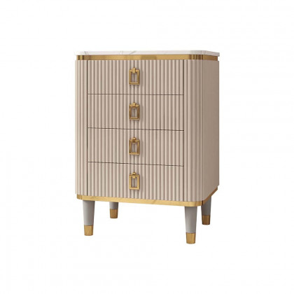 HMR - 4-Drawer Basso-Relievo Chest in Off-White, Medium