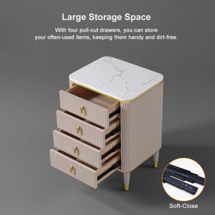 HMR - 4-Drawer Basso-Relievo Chest in Off-White, Medium