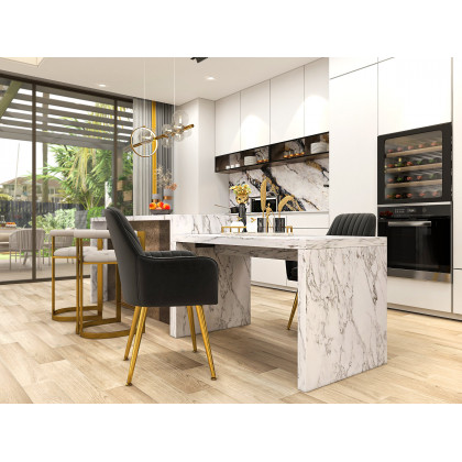 HMR Bubi Modern Linear Kitchen Island Light with Glass Globe Shade - Gold, 10-Light