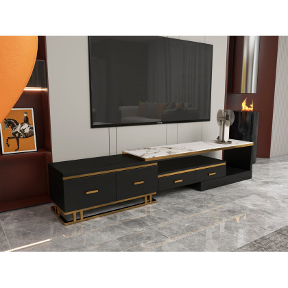 HMR - Stonesk Modern TV Stand & Coffee Table Set for 100" TV in Black with Drawers