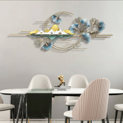 HMR - Modern Natural Landscape Metal Wall Decor Multi-color Creative Ginkgo Leaves Home Art