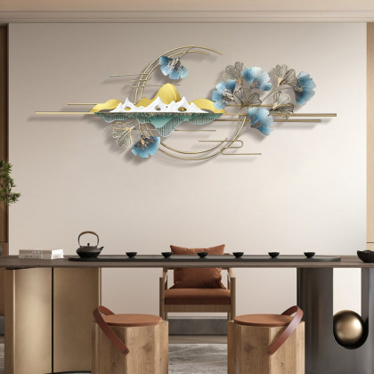 HMR - Modern Natural Landscape Metal Wall Decor Multi-color Creative Ginkgo Leaves Home Art