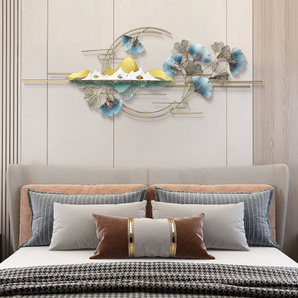 HMR - Modern Natural Landscape Metal Wall Decor Multi-color Creative Ginkgo Leaves Home Art