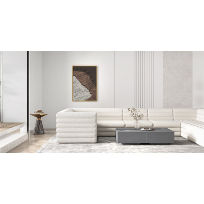 HMR - Gray & Gold Hourglass-Shape End Table with Sintered Stone Top & Stainless Steel Base