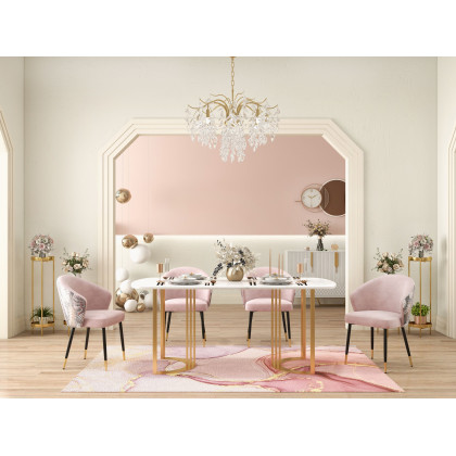 HMR - Modern Crystal Tiered Chandelier in Champagne Gold