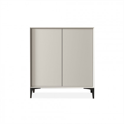 HMR - Nordic Minimalist Off White Wooden Shoe Cabinet with 2-Door 10-Shelf