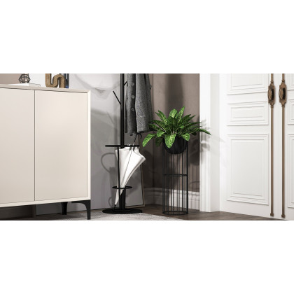 HMR - Nordic Minimalist Off White Wooden Shoe Cabinet with 2-Door 10-Shelf