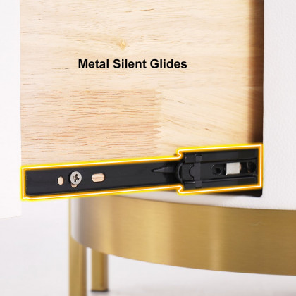 HMR Modern Nightstand with LED Light Bedside Table with Wireless Charging & USB Port - Gold & Black
