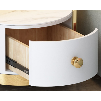 HMR - Modern Nightstand with LED Light Bedside Table with Wireless Charging & USB Port