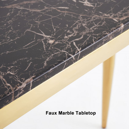 HMR - 47.2" Black Narrow Console Table Faux Marble Entryway Table Stainless Steel Legs